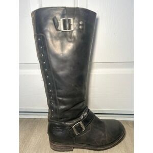 Harley Davidson Helmsdale D83801 Knee High Black Tall Leather Boots 8.5